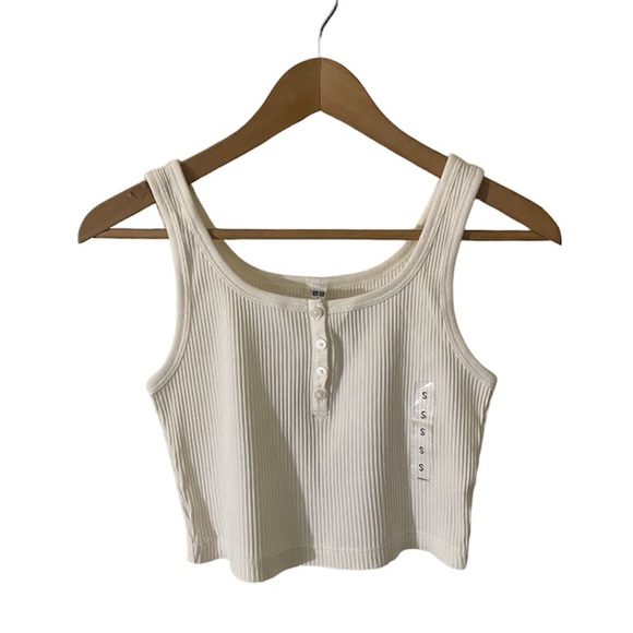 Uniqlo Tops - [Uniqlo] Ribbed Henley Cropped Tank Top